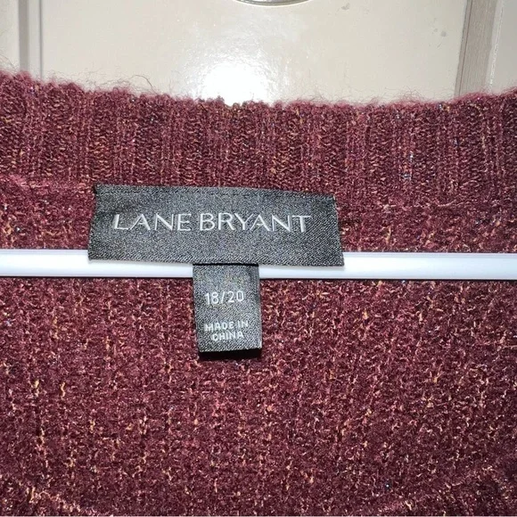 Lane Bryant Maroon and Metallic Sparkle Long Sleeve Sweater Size 18/20 - Picture 3 of 10